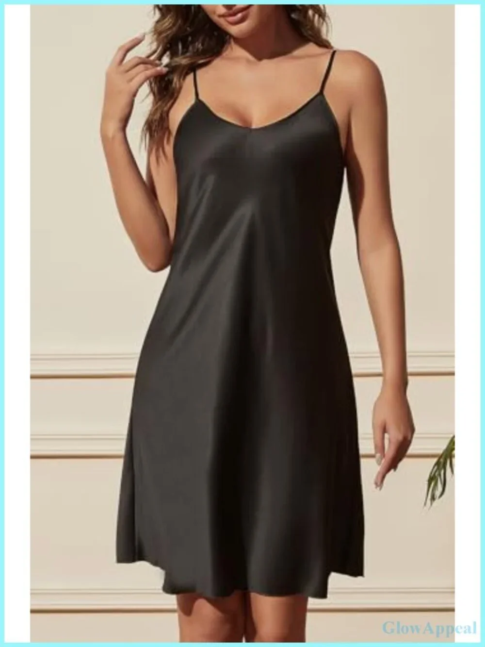 Satin Sleeveless Nightgown V-Neck Adjustable Spaghetti Strap Lingerie Chemise
